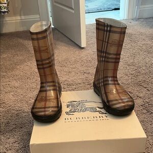 Burberry Tan and Brown Checkered Boots
